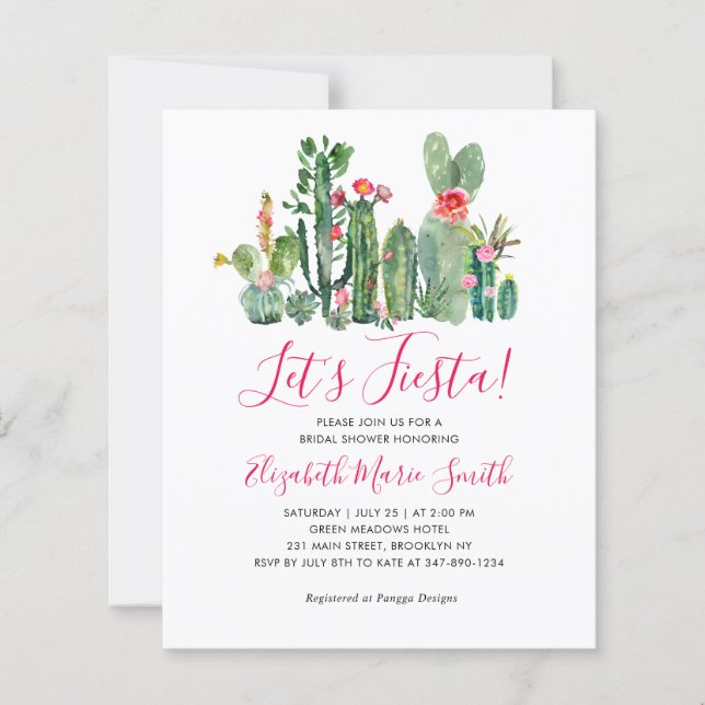 Let's Fiesta Floral Cactus Succulent Bridal Shower (Front)