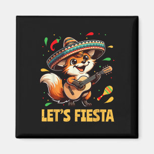 Lets Fiesta Fox Sombrero Cinco De Mayo Mexican Kid Magnet