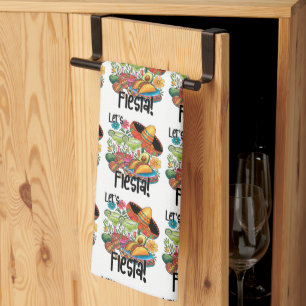 Let's Fiesta! Fun Tacos and Margarita Lover Tea Towel