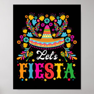 Let's Fiesta Funny Cinco De Mayo Women Men Kids  Poster