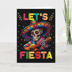 Let's Fiesta Funny Sugar Skull Playing Guitar Cinc Card