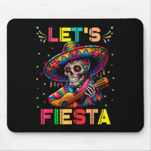Let's Fiesta Funny Sugar Skull Playing Guitar Cinc Mouse Pad