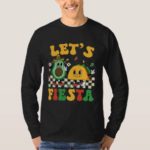 Lets Fiesta Groovy Avocado Tacos Cinco De Mayo Mex T-Shirt