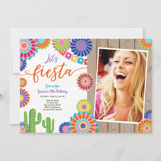 Let's Fiesta invitation Mexican Birthday 30 Woman (Front)