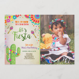 Let's Fiesta invitation Mexican Birthday Cactus