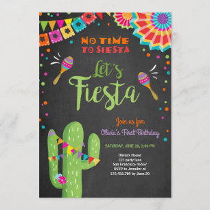 Let's Fiesta invitation Mexican Birthday Cactus