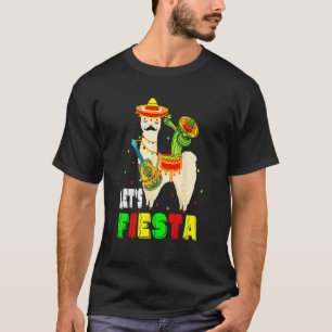 Let's Fiesta Llama Cinco De Mayo Cactus Sombrero G T-Shirt