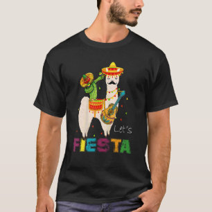 Let's Fiesta Llama Cinco De Mayo Cactus Sombrero M T-Shirt