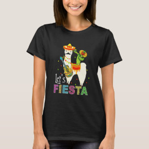 Let's Fiesta Llama Cinco De Mayo Cactus Sombrero M T-Shirt