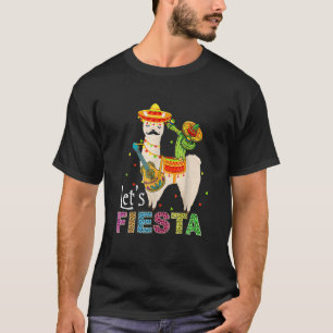 Let's Fiesta Llama Cinco De Mayo Cactus Sombrero M T-Shirt