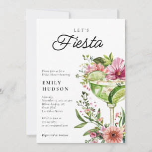 Let's Fiesta Margarita Floral Bridal Shower Invitation