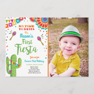 Let's Fiesta Mexican Birthday Cactus Boy Invitation