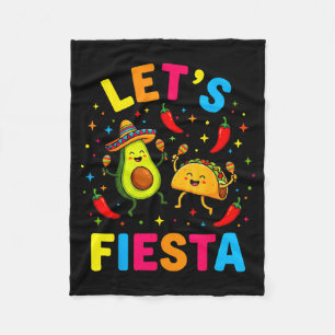 Let's fiesta mexican cinco de mayo maracas, avocad fleece blanket