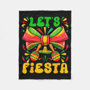 Lets fiesta mexican coquette bow sombrero cinco de fleece blanket