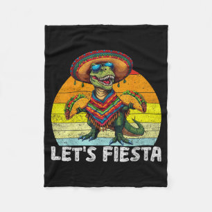 Let's fiesta mexican dino trex cinco de mayo fleece blanket