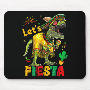 Lets Fiesta Mexican Dino Trex Cinco De Mayo Toddle Mouse Pad