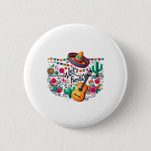 Let's Fiesta Mexican Party Celebration Heartbeat  6 Cm Round Badge