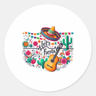 Let's Fiesta Mexican Party Celebration Heartbeat  Classic Round Sticker