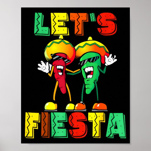 Let's fiesta mexican party cinco de mayo funny poster (Front)