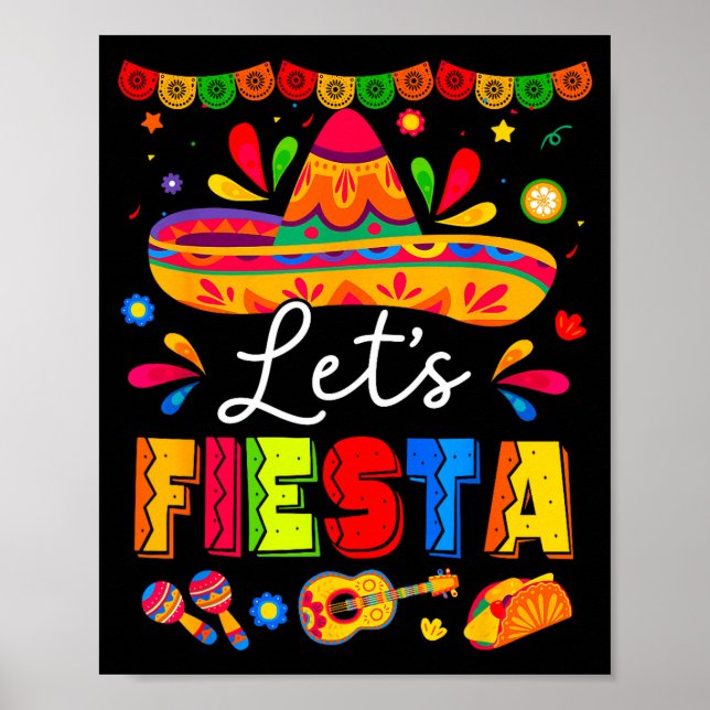 Let's fiesta mexican party fiesta squad cinco de poster (Front)