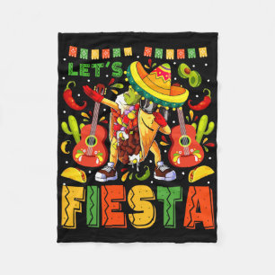 Let's Fiesta Mexican Toco Dabbing Poncho Cinco De Fleece Blanket