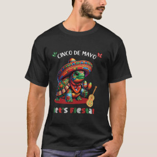 Let's Fiesta Mexican Turtle Playing Music Cinco de T-Shirt