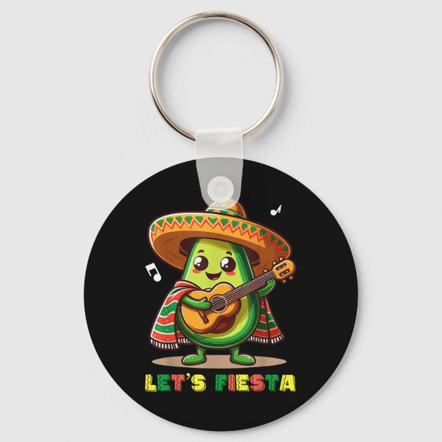 Lets Fiesta Mexico - Avocado Cinco De Mayo Fiesta  Key Ring (Front)