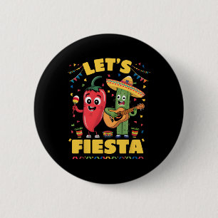 Let's Fiesta Mexico Fiesta Taco Guitar Cactus Cinc 6 Cm Round Badge