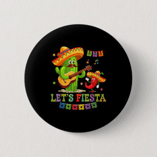Let's fiesta mexico fiesta taco guitar cactus cinc 6 cm round badge