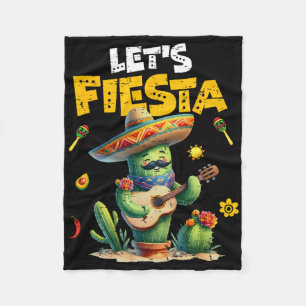 Let's Fiesta Mexico Fiesta Taco Guitar Cactus Cinc Fleece Blanket