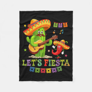 Let's fiesta mexico fiesta taco guitar cactus cinc fleece blanket