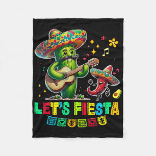 Let's Fiesta Mexico Fiesta Taco Guitar Cactus Cinc Fleece Blanket