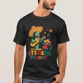 Let's Fiesta Mexico Fiesta Taco Guitar Cactus Cinc T-Shirt