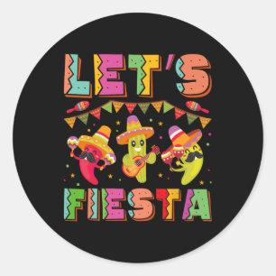 Let's Fiesta Mexico Fiesta Taco Guitar Cinco De Ma Classic Round Sticker