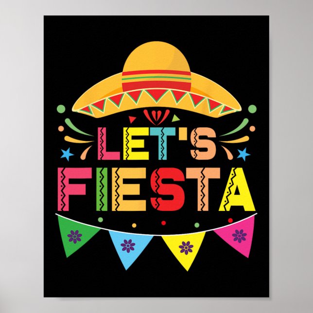 Let's Fiesta Mexico Fiesta Taco Guitar Cinco De Ma Poster (Front)