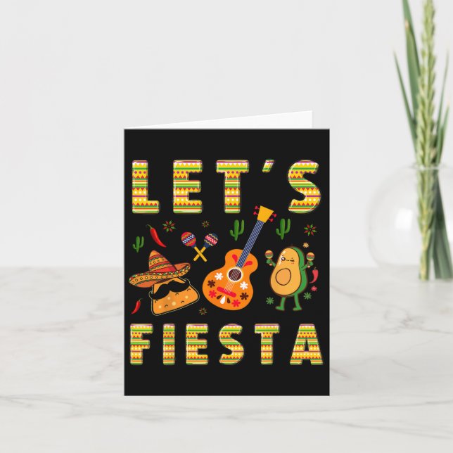 Lets Fiesta Nacho Guitar Avocado Funny Cinco De Ma Card (Front)
