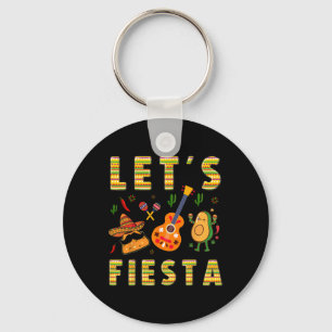 Lets Fiesta Nacho Guitar Avocado Funny Cinco De Ma Key Ring