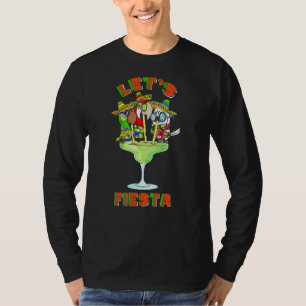 Let's Fiesta Parrots Drinking Margarita Cinco De M T-Shirt