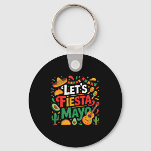 Let's fiesta party mexican 5 de mayo funny cinco key ring