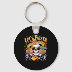 Let's fiesta party mexican 5 de mayo funny cinco key ring