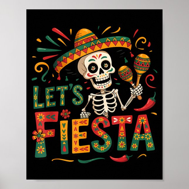 Let's fiesta party mexican 5 de mayo funny cinco poster (Front)