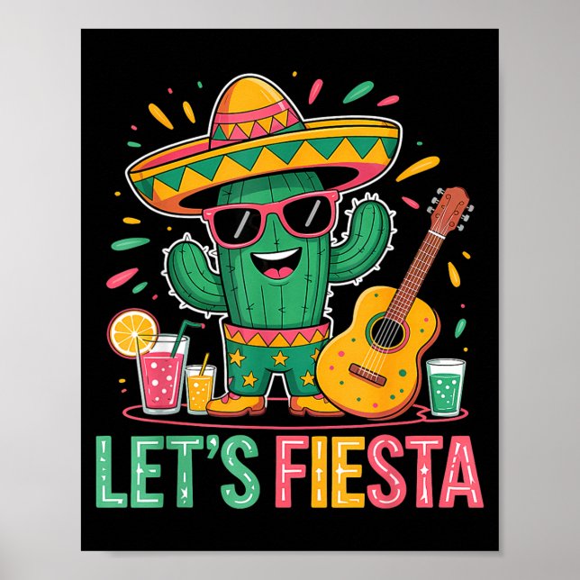 Let's fiesta party mexican 5 de mayo funny cinco poster (Front)