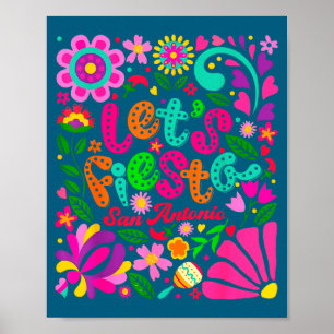 Let's fiesta san antonio cinco de mayo floral poster