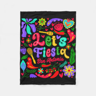 Let's fiesta san antonio floral funny cinco de fleece blanket