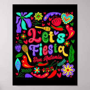 Let's fiesta san antonio floral funny cinco de poster
