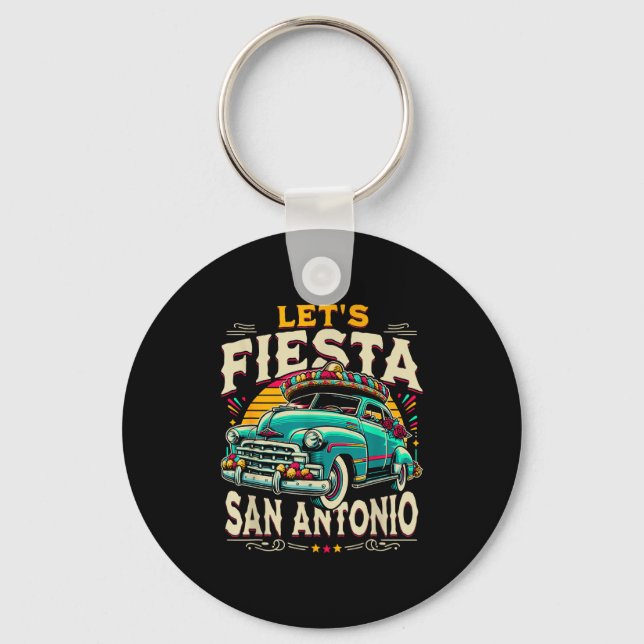 Let's fiesta san antonio texas cinco de mayo key ring (Front)