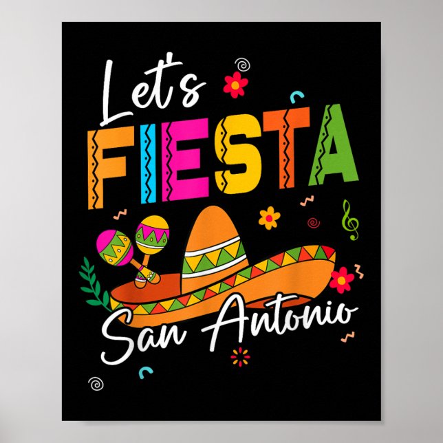 Lets Fiesta San Antonio Texas Cinco De Mayo Mexica Poster (Front)