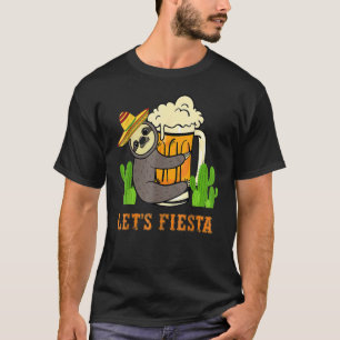 Let's Fiesta Sloth Beer Drinking Cinco De Mayo Mex T-Shirt