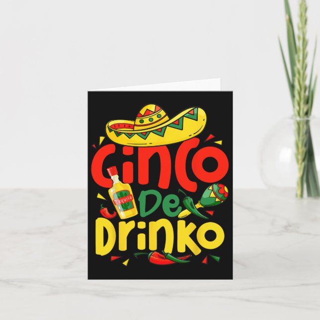 Lets Fiesta Squad Cinco Drinko 5 Cinco De Mayo Mex Card (Front)