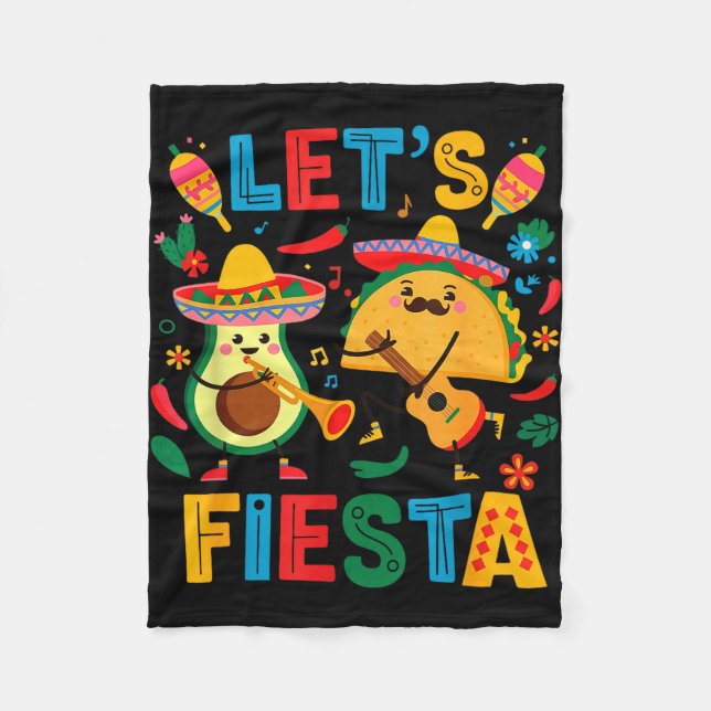 Lets fiesta taco avocado funny cinco de mayo fleece blanket (Front)